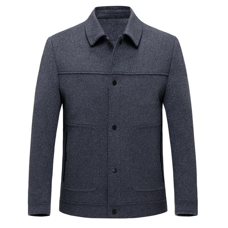 Men's Double-Sided Wool Jacket with Detachable Down Liner - Winter Business Casual for Middle-Aged Men