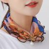 Women Faux Pearl Ruffled Square Scarf Fashion Multi-use Lace Hair Band Gift