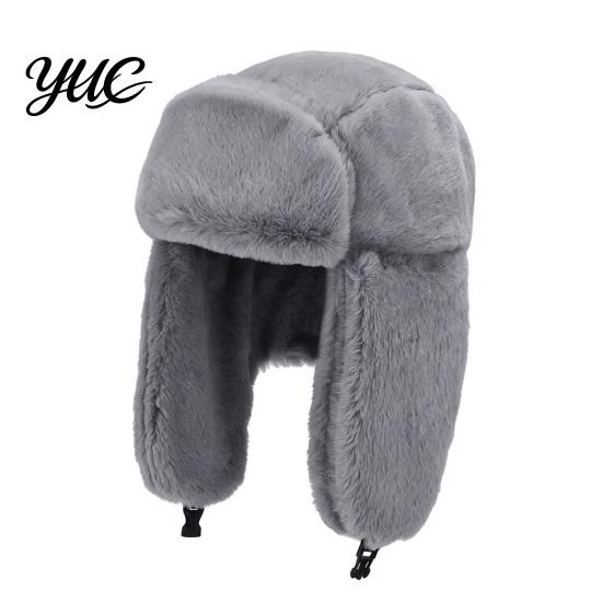 Warm Gift for Winter Ear Protection Hat, Plush Velvet Windproof Cold-proof Cap with Chin Thickened Caps Buckle, Soft Thick Imitation Rabbit