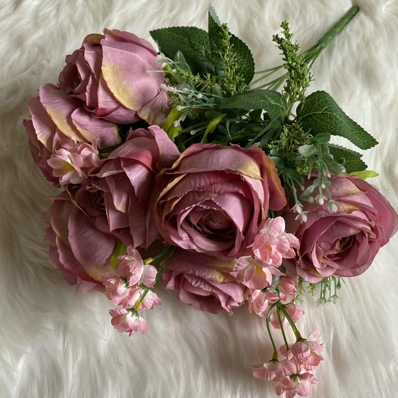 European Wedding Hall Flower Material With Faux Rose For Restaurant Decor