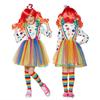 Halloween Circus Clown Costume Girls Rainbow Dress Set Role Play Outfit Stage Performance