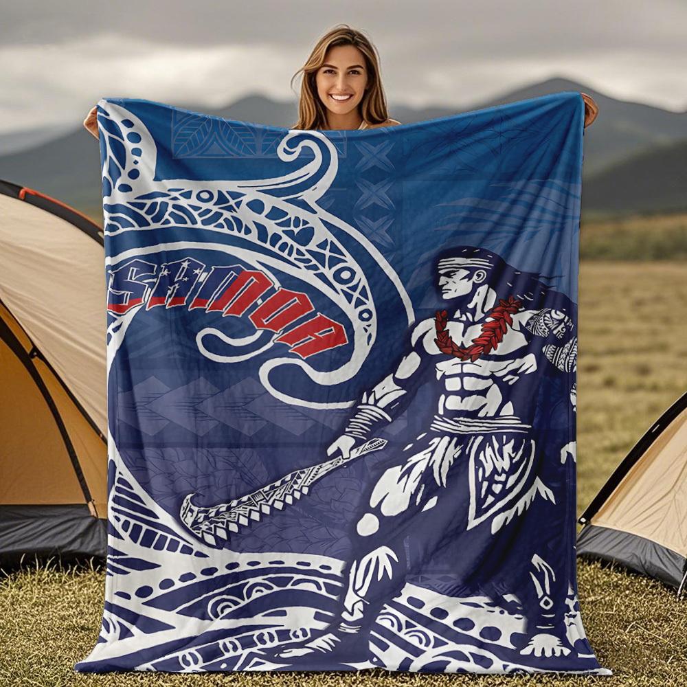 

Samoa warrior pattern Blanket for Sofa Bed Travel Camping Living Room Office Conditioning Blanket for All Seasons Gifts 75x100cm (30x40inch)