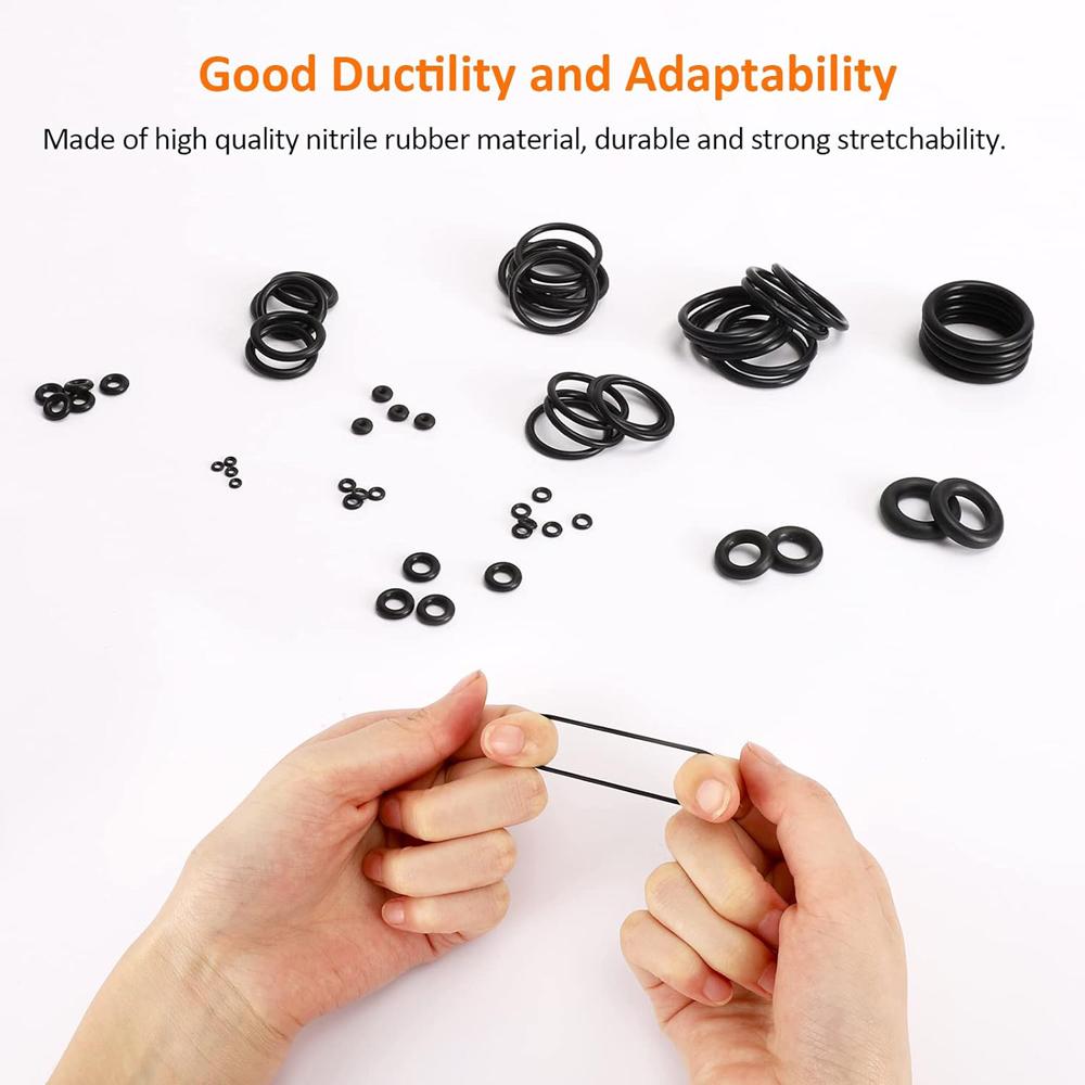 225PCS Rubber O Ring Oil Resistance O-Ring Washer Gasket Seals Watertightness Assortment Different Size and Plastic Box Kit Set