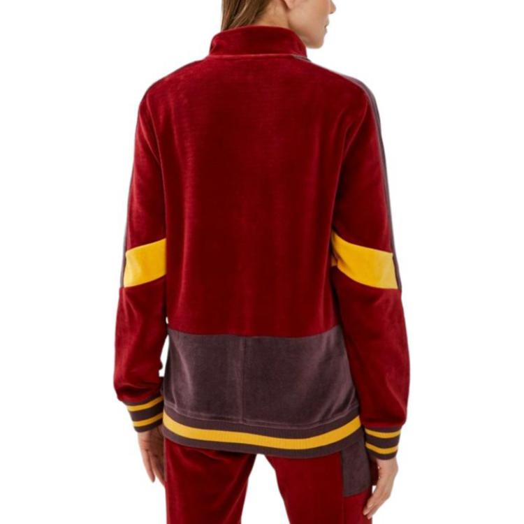 Puma Barevně blokovaná pruhovaná bunda s retro zipem a stojáčkem Pánské bundy Červená 534777-01