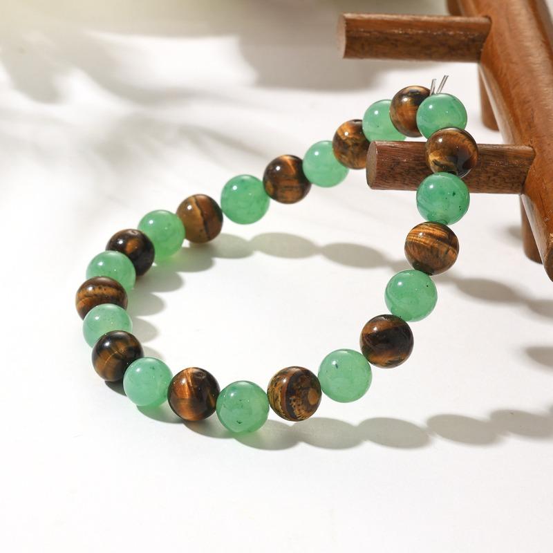 Tiger's Eye Stone Green Bracelet Women's Jewelry Handmade Beaded Bracelet with Hanfu