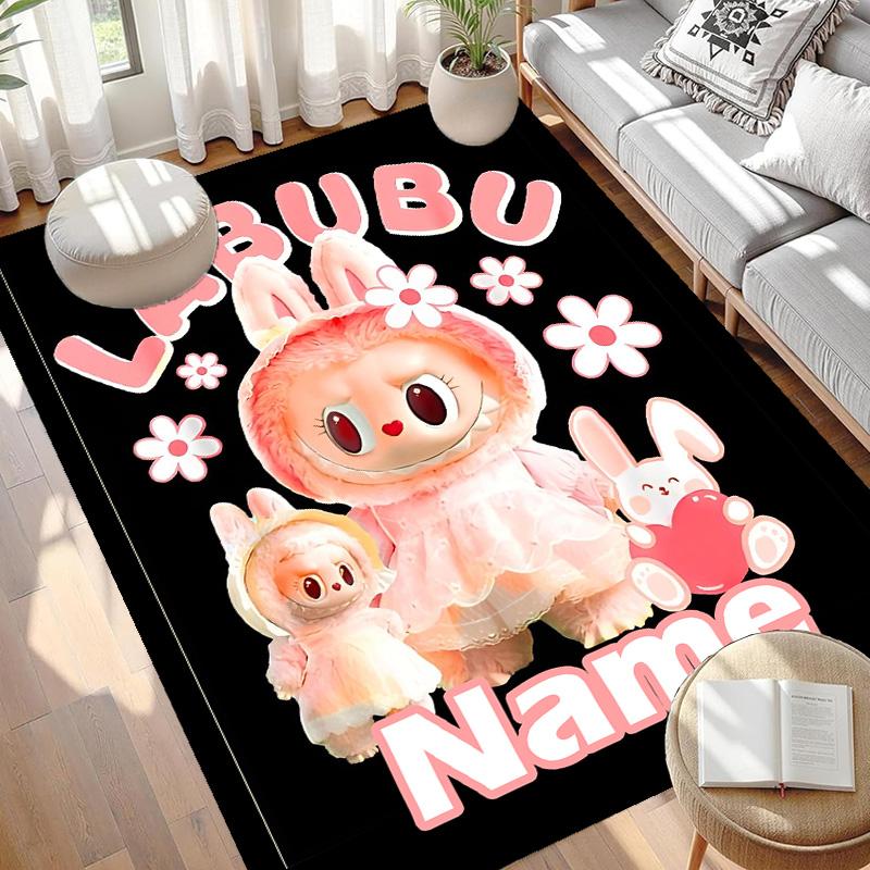 Custom Name Personalized Labubu Print Carpet, Versatile Home Decor Rug, for Playroom, Apartment, Balcony, Entryway, Hallway Gift