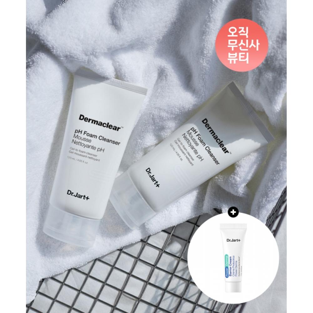 Dr.jart 2pack Derma Clear Ph Cleansing Foam 120ml + Power Derma Barrier Cream 7ml 1 Free NONE