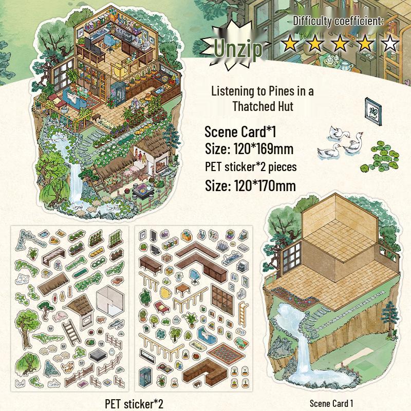 Infeel.Me My Little House 3D Scenery Stickers - Miniature Two-Layer Quiet Book Series