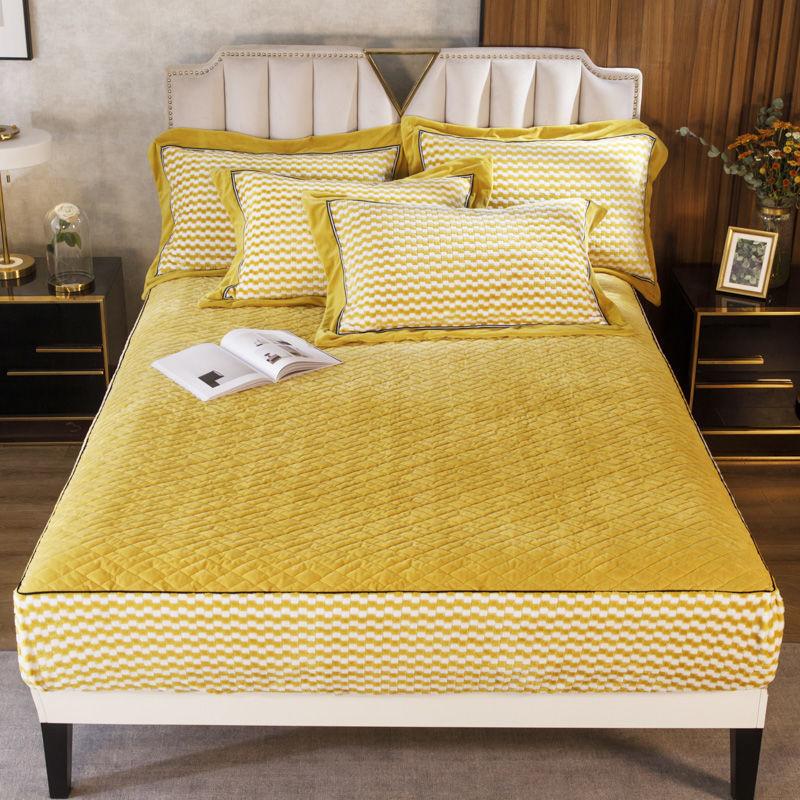 

Утолщенный бархатный стеганый наматрасник из кораллового флиса, окрашенный в пряжу King Queen Size, защитный чехол для наволочки, не включая наволочку 150X200X30cm