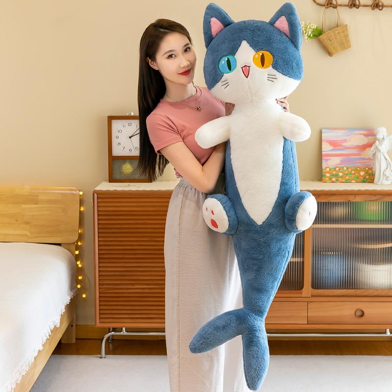 New Different Eye Shark Shark Cat Doll Pillow Creative Cat Plush Toy Big Rag Doll Girl  Leg Doll 50CM