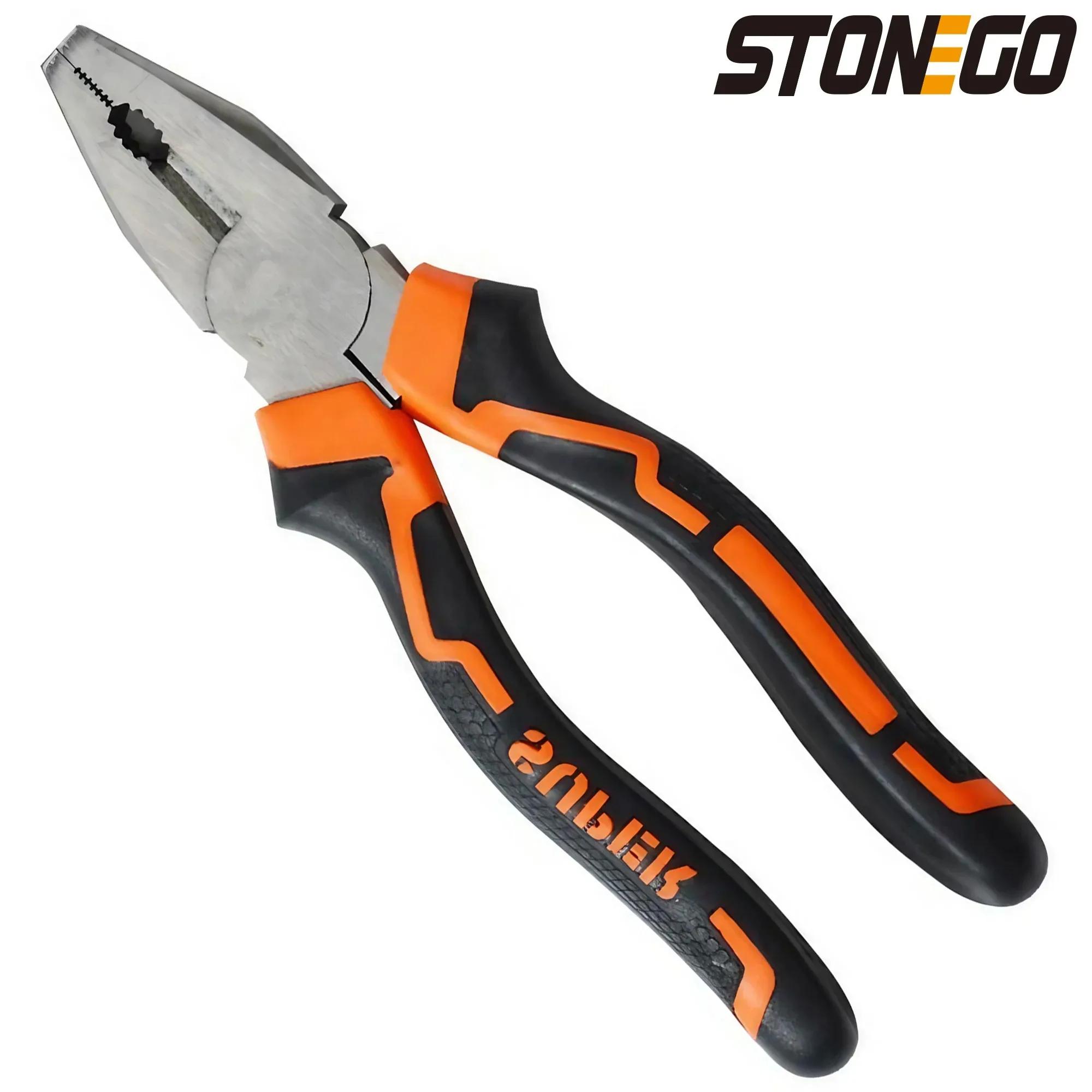 

STONEGO Industrial Needle Nose Pliers, Diagonal Cutting Pliers, Multi-Functional Electric Wire Stripper, Flat-Nose Plier