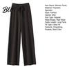 Casual Trousers Women Long Pants Elastic High Waist Wide-Leg Knitted Comfortable Knit with Pockets Solid Color Autumn Winter Warm Lightweight