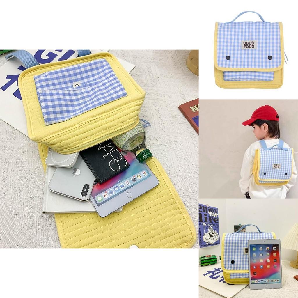 Simple Grid Pattern Letter Decoration Children Casual Backpacks For Kindergarten Kids