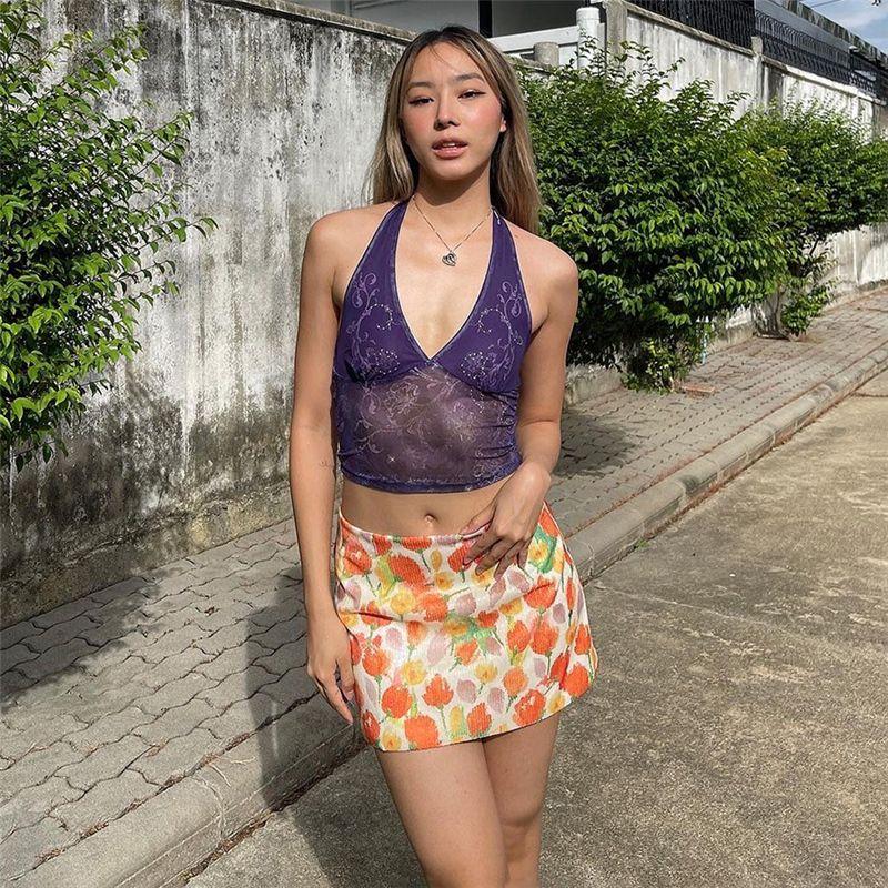 

# Sisjuly# Sweet and Spicy Girl Cute Tulip High Waist A- line Skirt Female Easiest for Match Dopamine Slim Fit Skirt Orange S