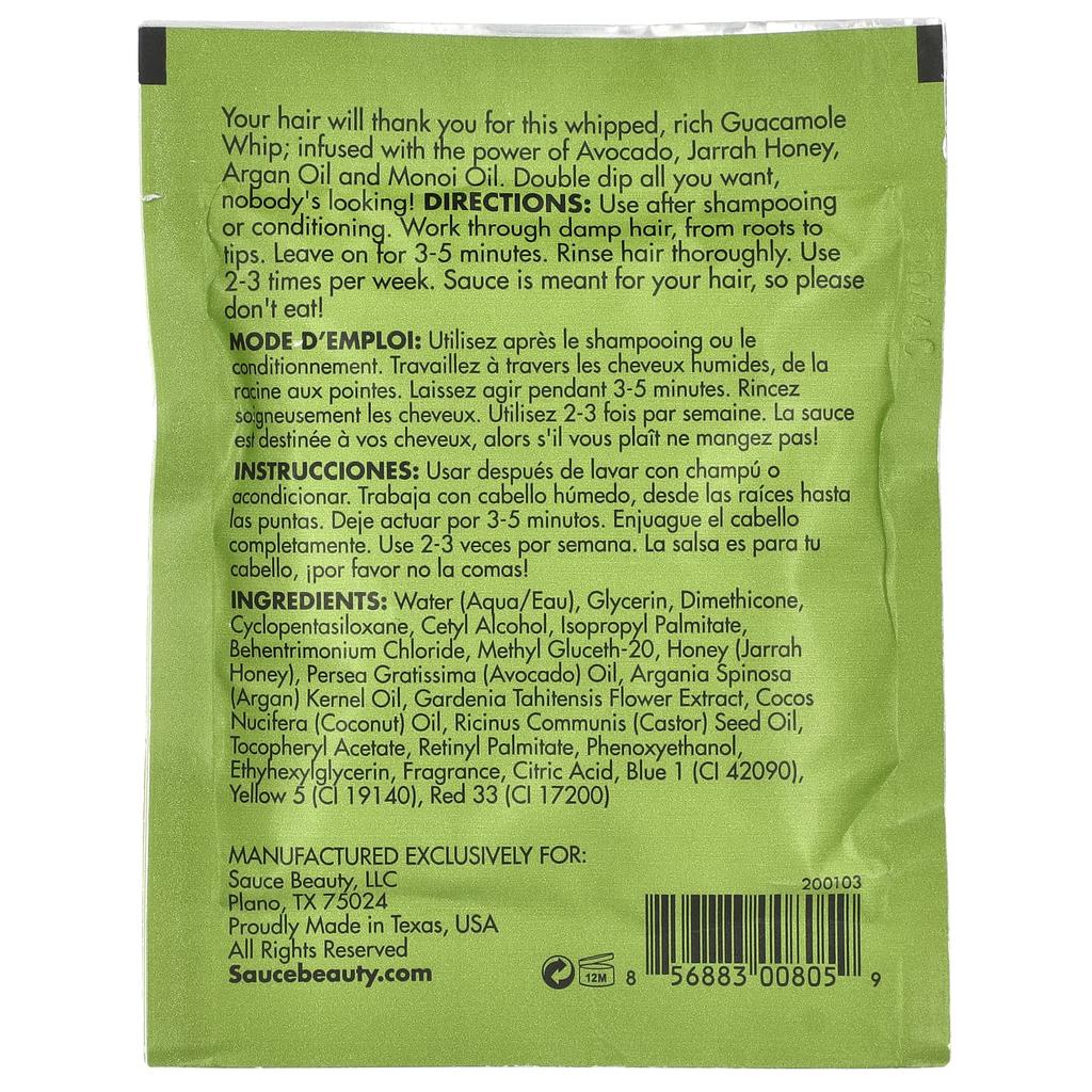 Sauce Beauty, Tiefenfeuchtigkeits-Haarmaske, Guacamole Whip, 1 fl oz (30 ml)
