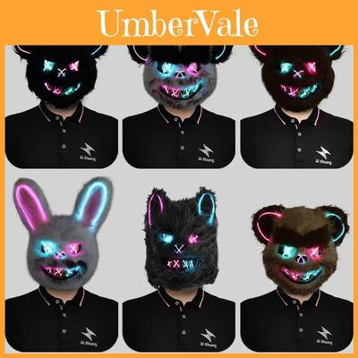 Colorful Glowing Rabbit Mask For Halloween Parties And Theatrical Performances Ideal For Fun And Festive Events