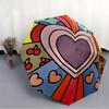 1pc Heart Pattern Automatic Folding Umbrella, Portable & Foldable Design with 8 Ribs, Casual Outdoor Accessory Yy250805146