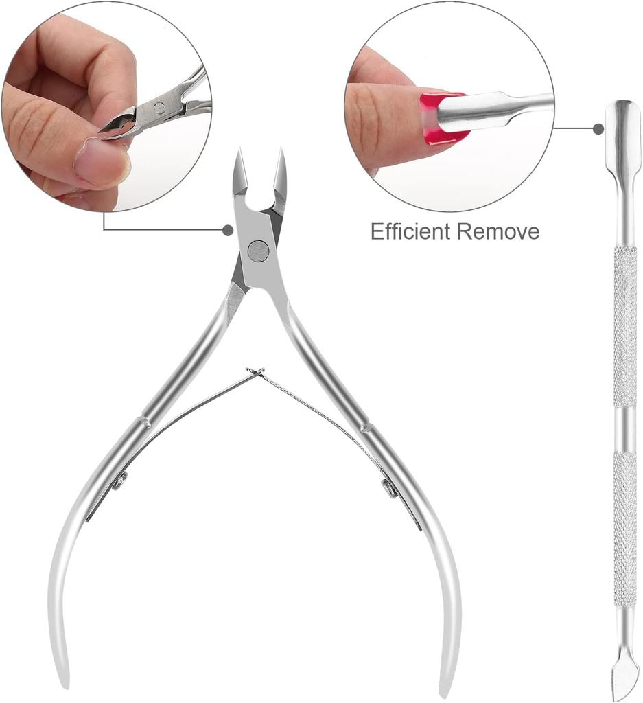 Nailpop Professional Stainless Steel Nail Cutter Scissor Nippers Function Cuticle Pusher Remover Manicure Nail Art Care Tool Kit