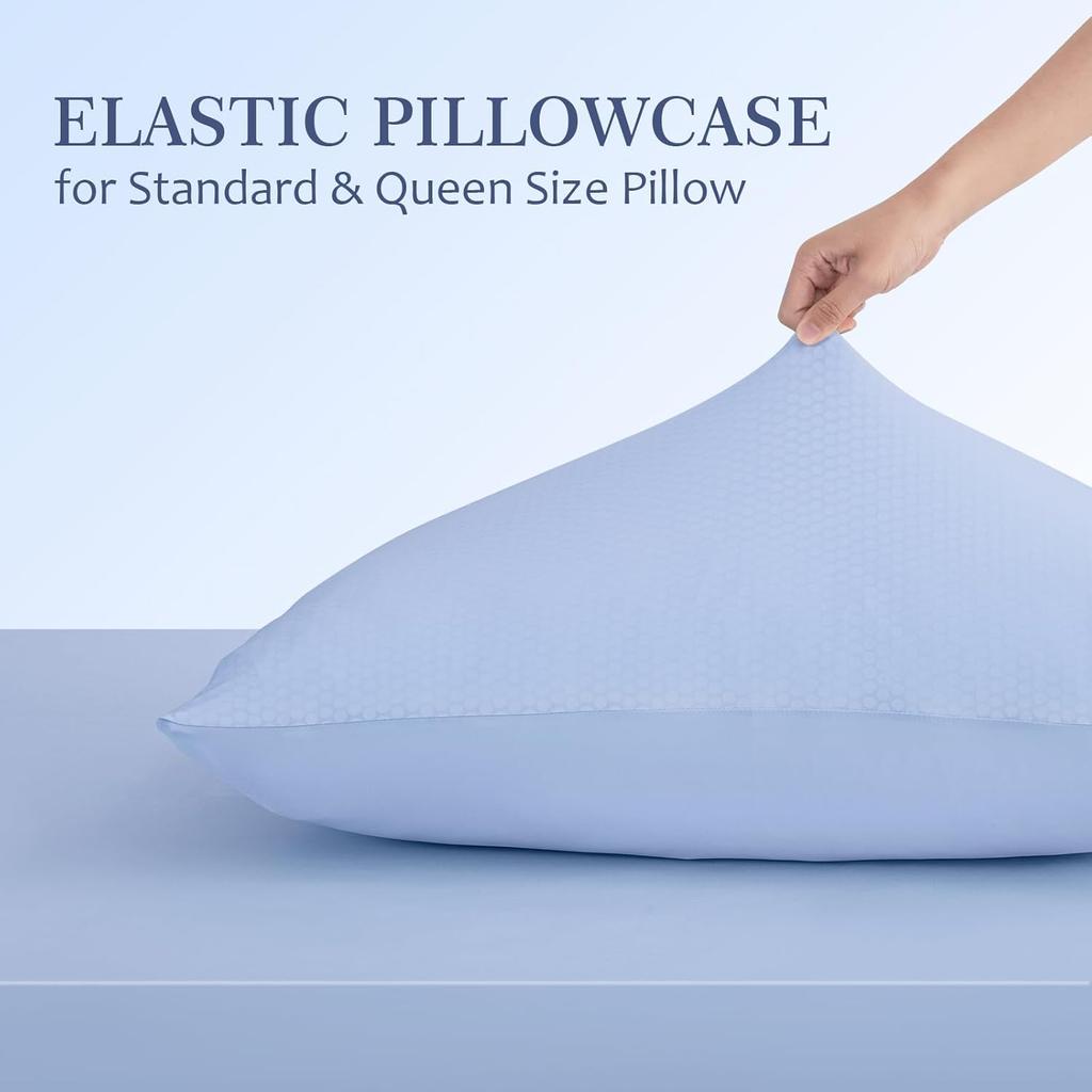 LUXEAR PCM Cooling Pillow Cases, 2 Pack Arc-Chill Q-Max>0.5 Ultra Cool Pillowcases with PCM Print Wick Moisture, Hidden Zipper Cold Pillow Protector