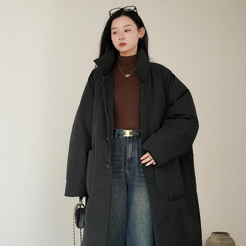 2025 new cotton-padded women s winter medium and long Korean version loose big quilt thickened cotton-padded jacket over the knee jacket tide S