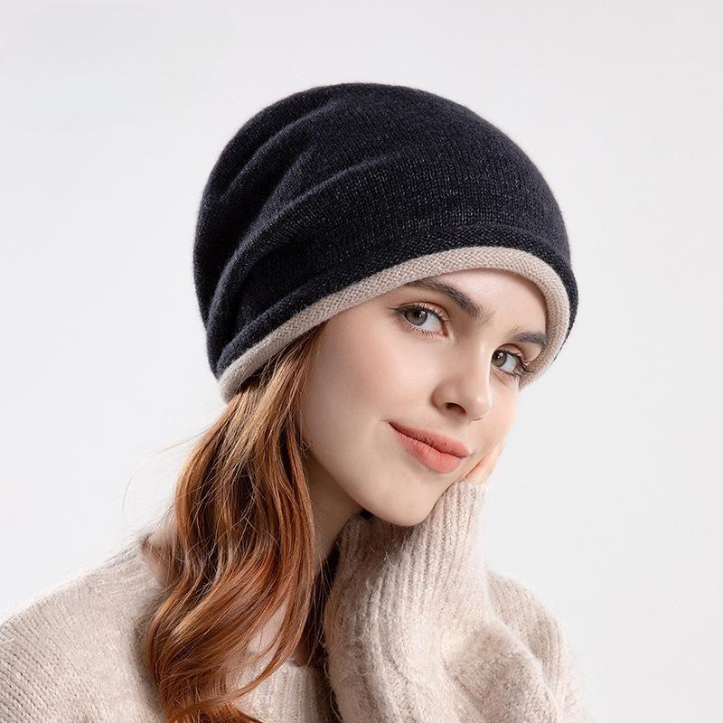 Autumn and winter knitted stacking hat warm ear protector pullover hat children cold hat European and American big head circumference confinement hat