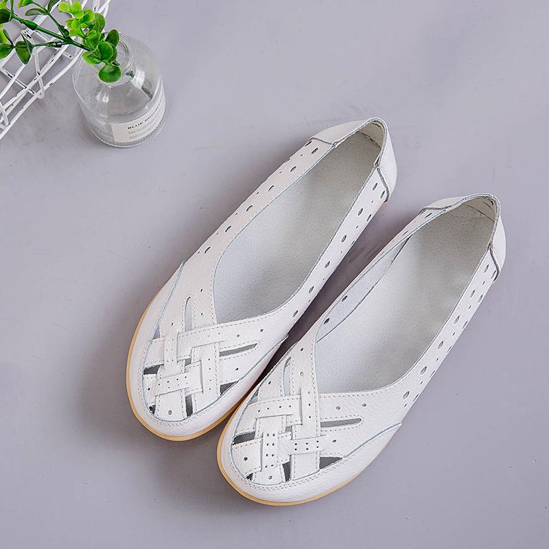 Women Leather Driving Shoes Moccasins Comfort Flats Casual Slip On Yellow Nurse Walking Summer Maternity Shoes for Mother