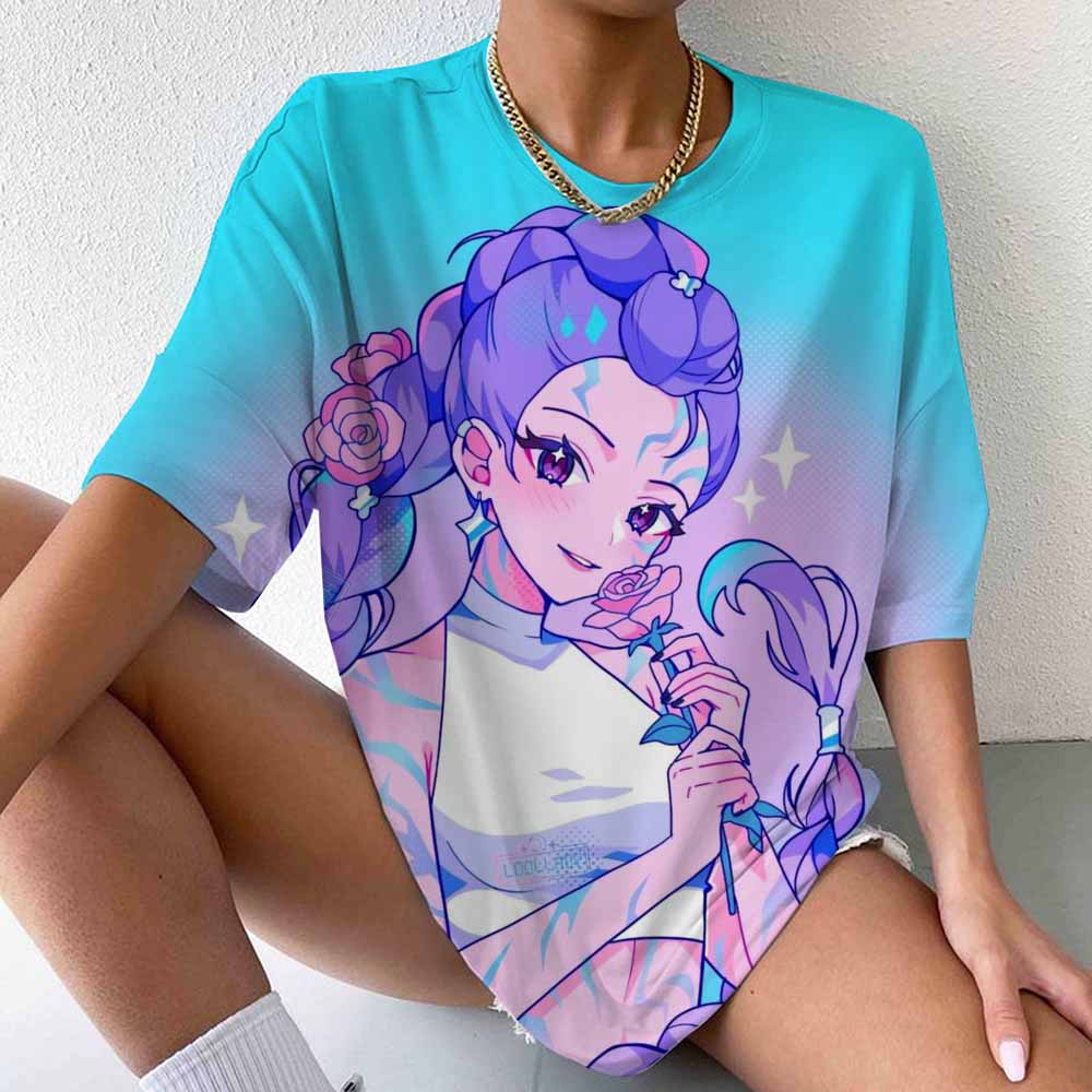 Huntrix Ramyeon Kpop Hunter T-shirt Party Casual T-shirt Women's Loose Breathable Street Wear Fashion Couple Top