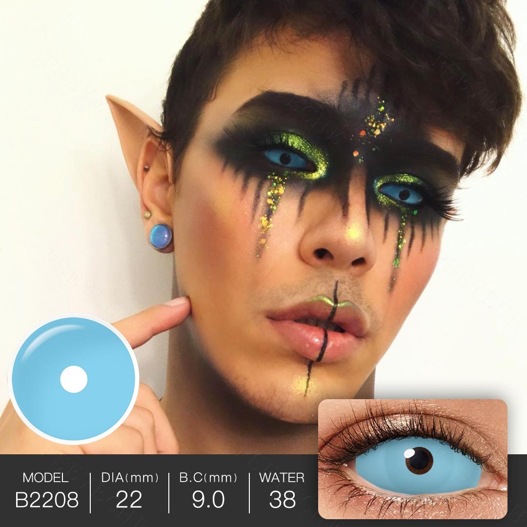 

22 мм линзы для склеры, полностью черные, 1 пара контактных линз для Хэллоуина, линзы для косплея, белые линзы, красная сетка, аксессуары для линз Crazy Lens Full Eye 22MM синий