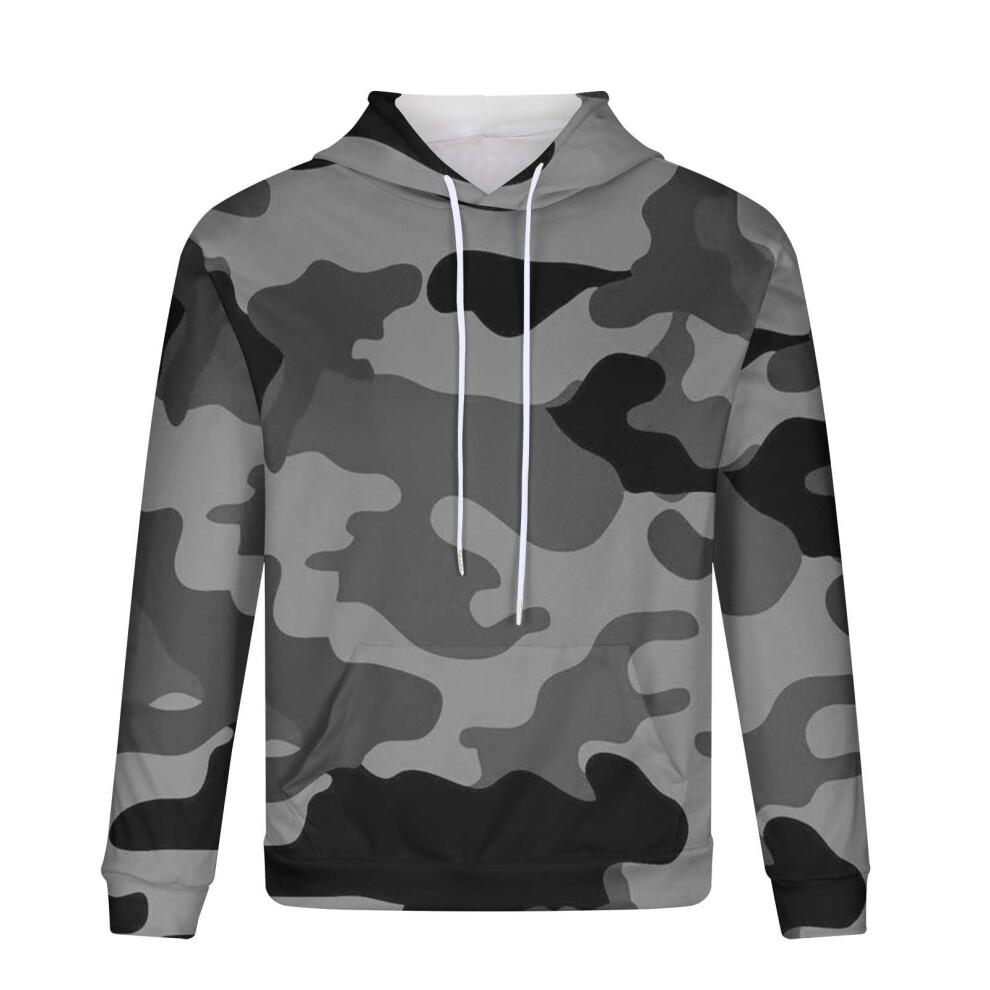 Men's Camouflage Hoodie Pullover Sweatshirt Loose Fit Long