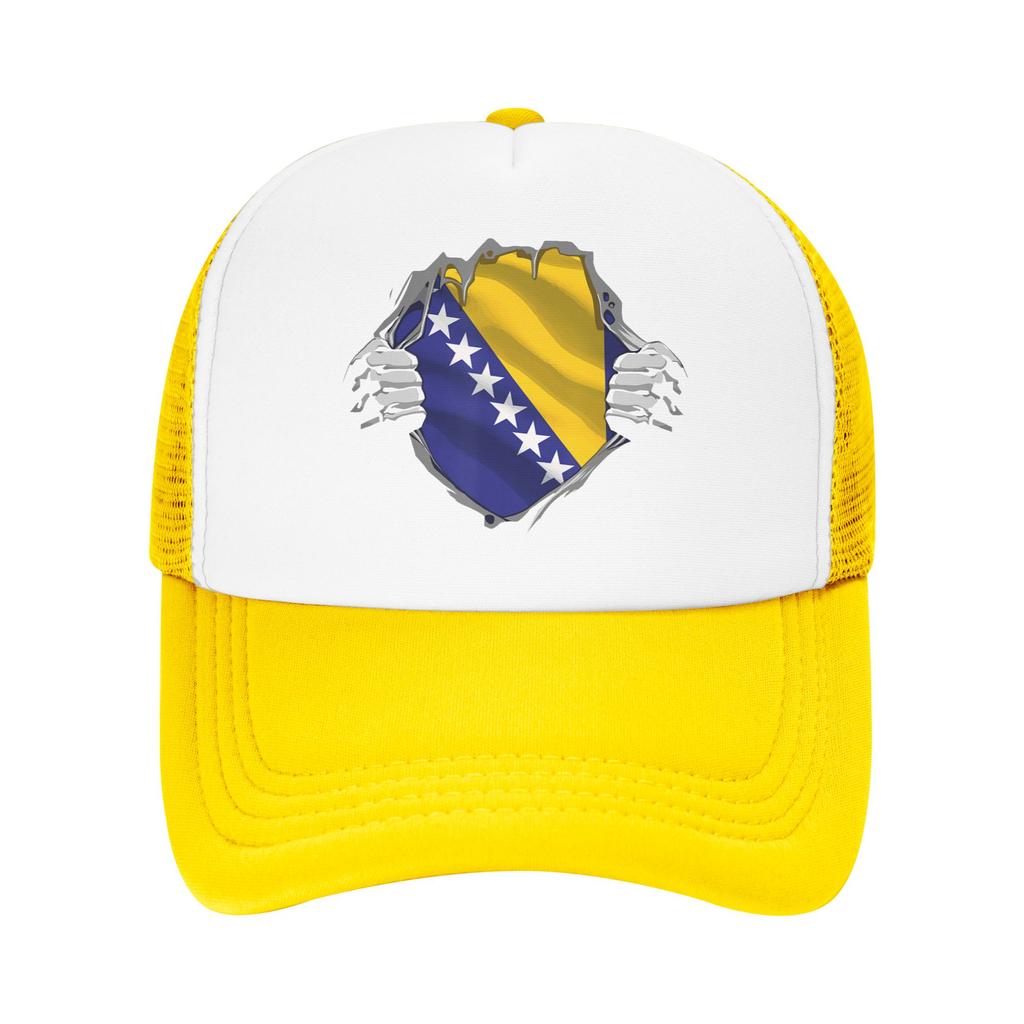 Bosnia and Herzegovina Flag Mesh Baseball Caps Unisex Women HipHop Sun Hat Hat Breathable Summer Trucker Cap