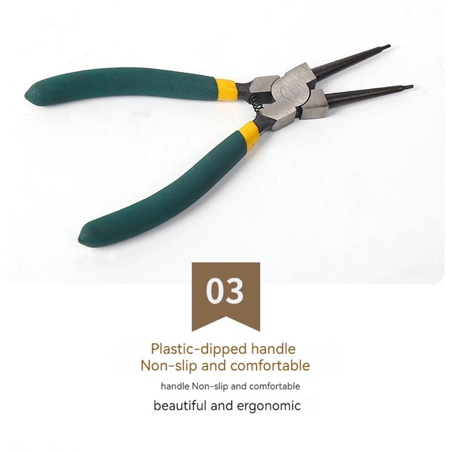 4Pcs Circlip Plier Set 7'' Long Nose Plier Staight Bent Plier Inner Outer Staight Bent Plier Retaining Snap Ring Remover Tool