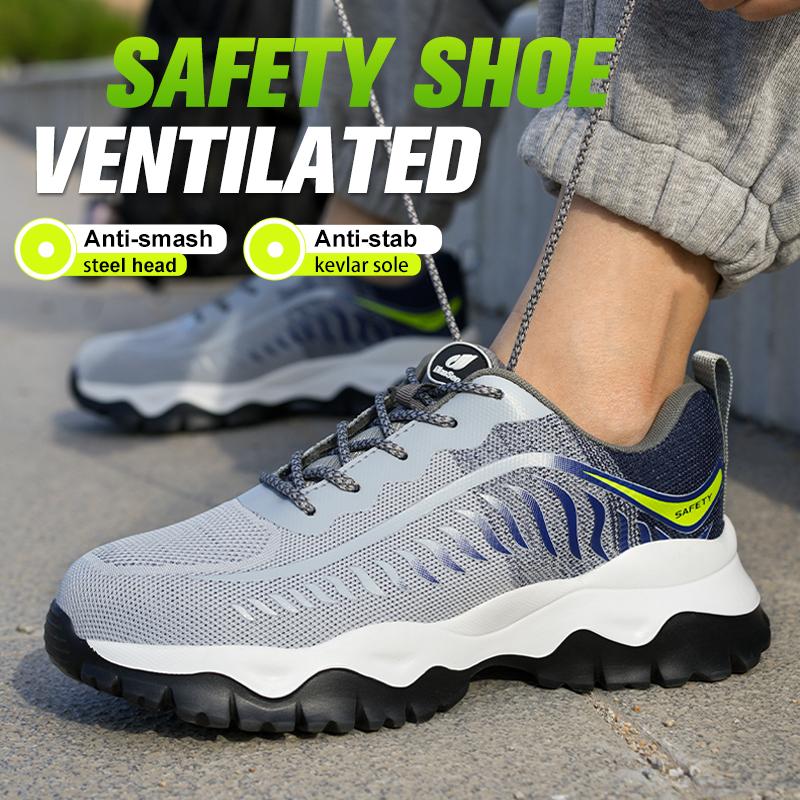 Steel Toe Cap Light Breathable Sneaker Men Indestructible Shoes Anti-puncture Safety Shoes Protective Work Industrial Footwear