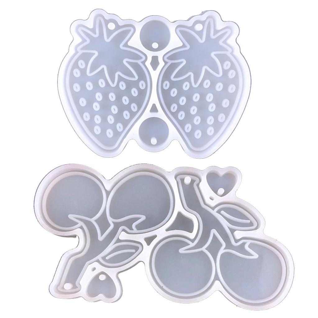 

2 шт. Серьги-подвески «Клубника и вишня», эпоксидная форма, полное зеркало, бесплатная полировка, силиконовый абразивный инструмент, форма для литья смолы белый