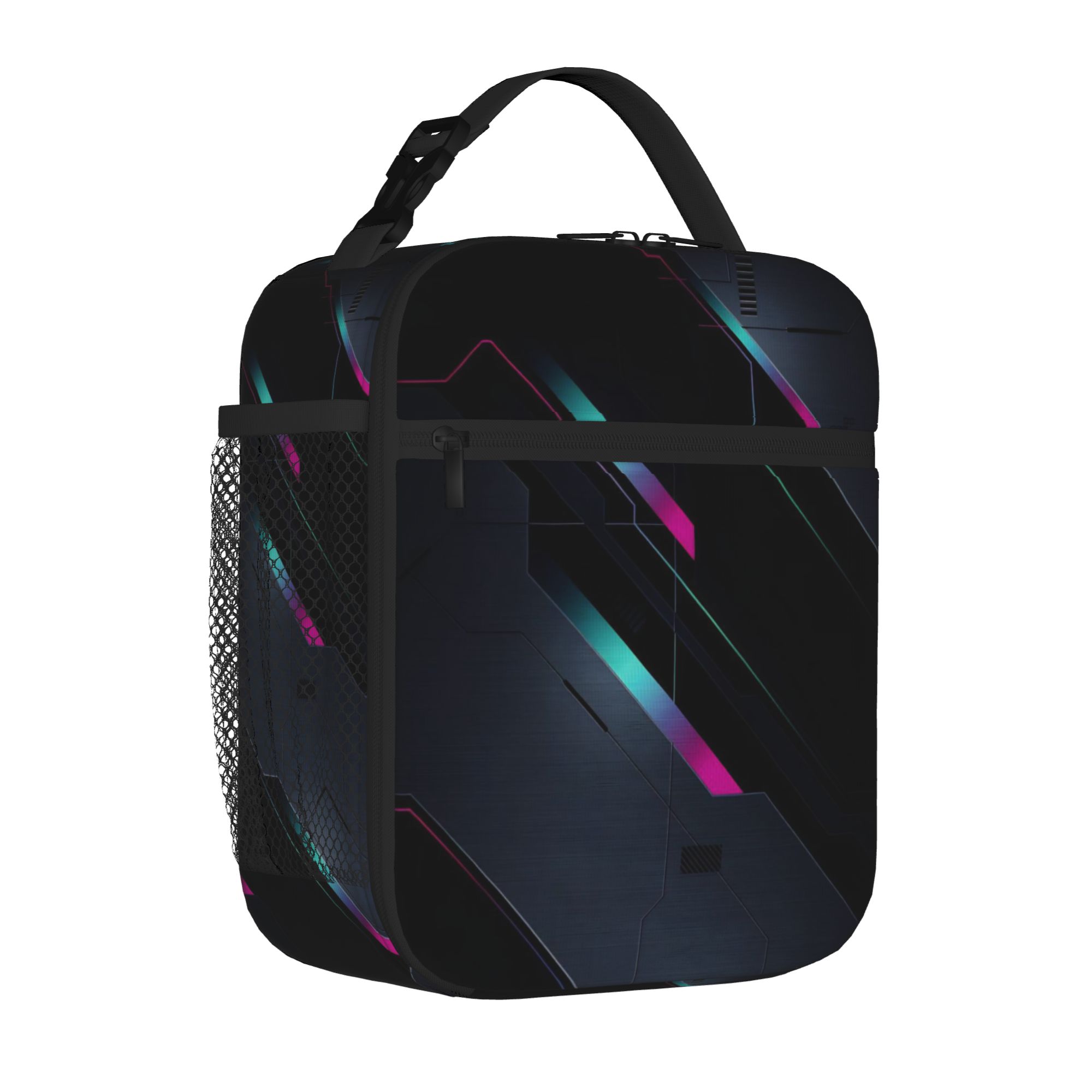 Mechanical Robots Futuristic Mecha Handheld Thermal Cooler Bag Neon Tech Lightweight Insulated Lunch Bags Container Box School One Size