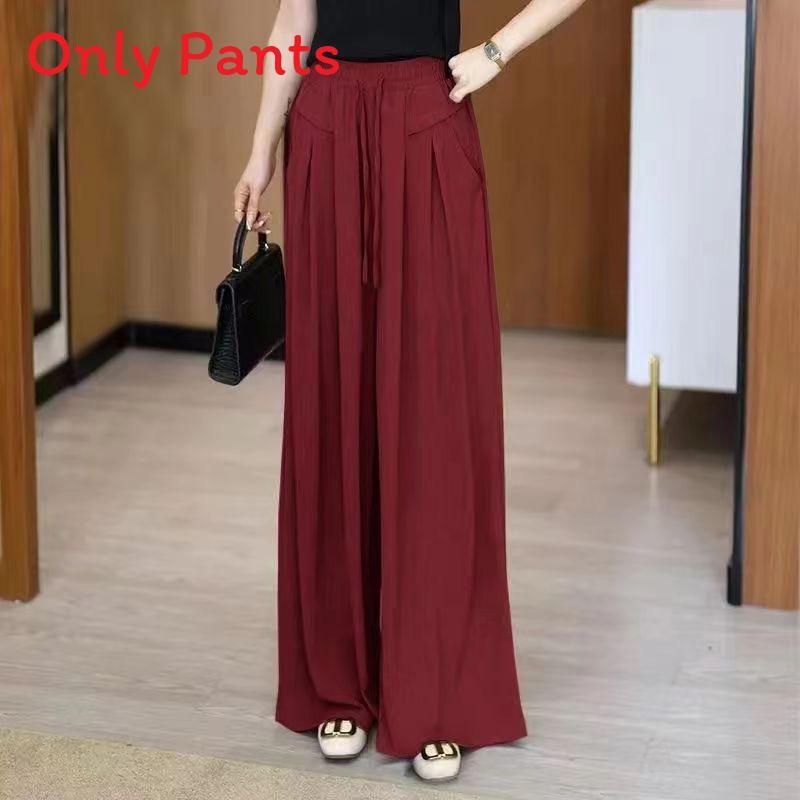 Relaxed Womens Wide Leg Pants With High Waist And Irregular Hem For Casual Spring Wear