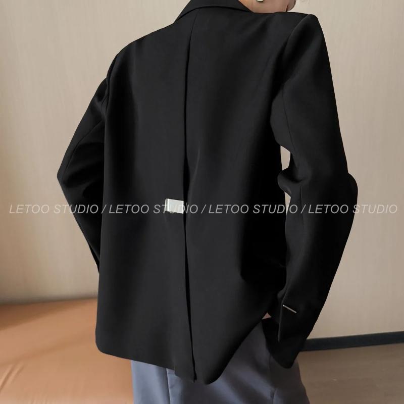 Women's Spring Cropped Blazer Spring Autumn Casual Oversized Short Suit Jacket