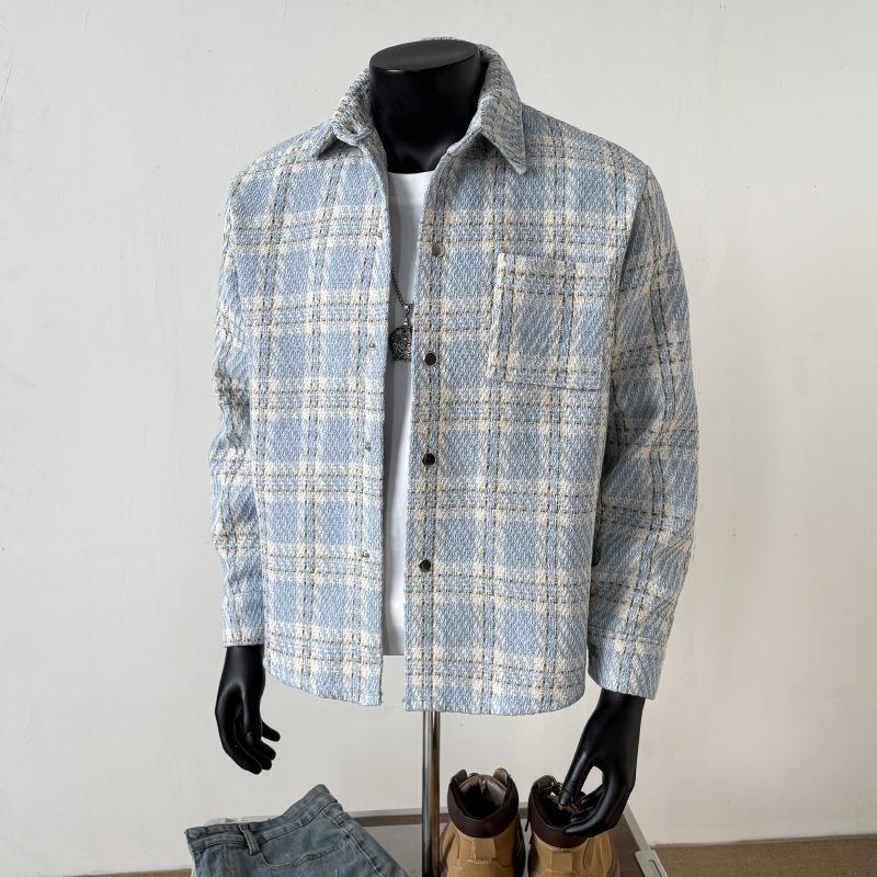 Herren S Locker Geschnittene Karierte Jacke Koreanischer Stil Mode Lässige Oberbekleidung