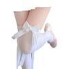 Cream Velvet Over-the-Knee Swallowtail Bow Socks for Girls