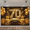 Black Gold 70th Happy Birthday Photography Backdrop Diamond Number Golden Balloon Cake 70 Years Old Birthday Party Photo