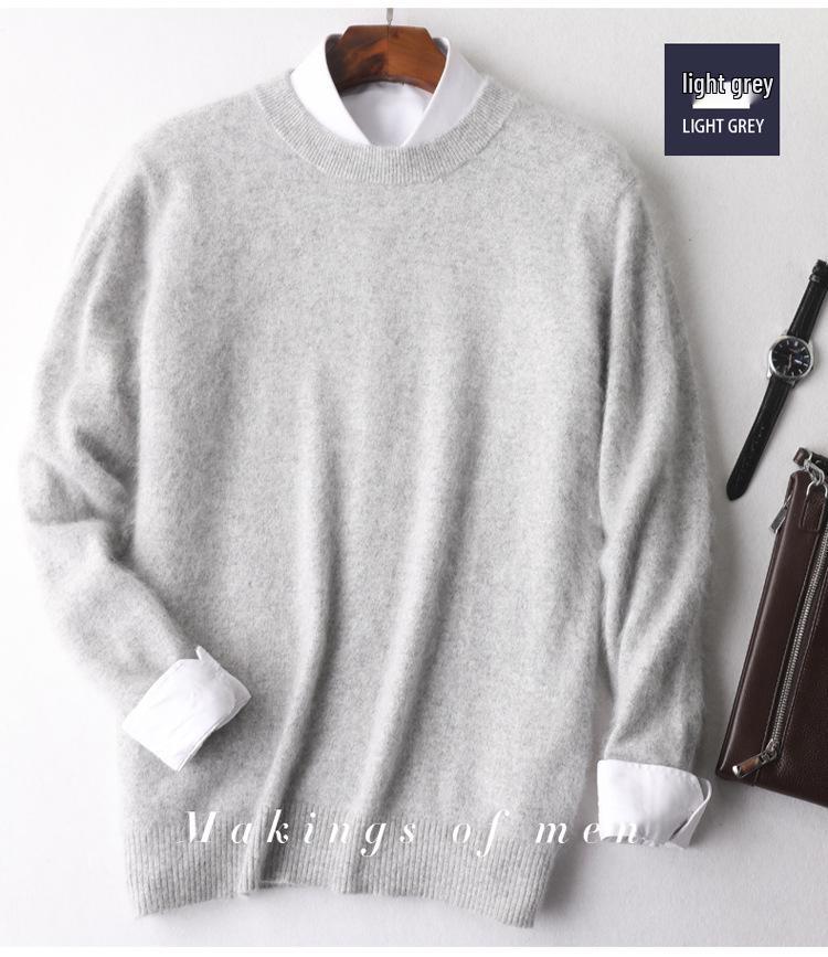 Men's Plus Size Cashmere Mink Velvet Round Neck Sweater - Thickened, Loose Fit for Autumn/Winter