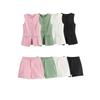 Kaslead New Arrival Women's Fashion Style Fashion Minimalist Sleeveless Button Decoration Vest Casual Shorts Suit