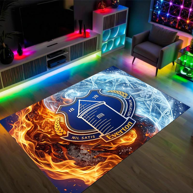 Everton Football Design Crystal Velvet Carpet Cozy Non?Slip Printed Rug For Bedroom Living Room Entrance