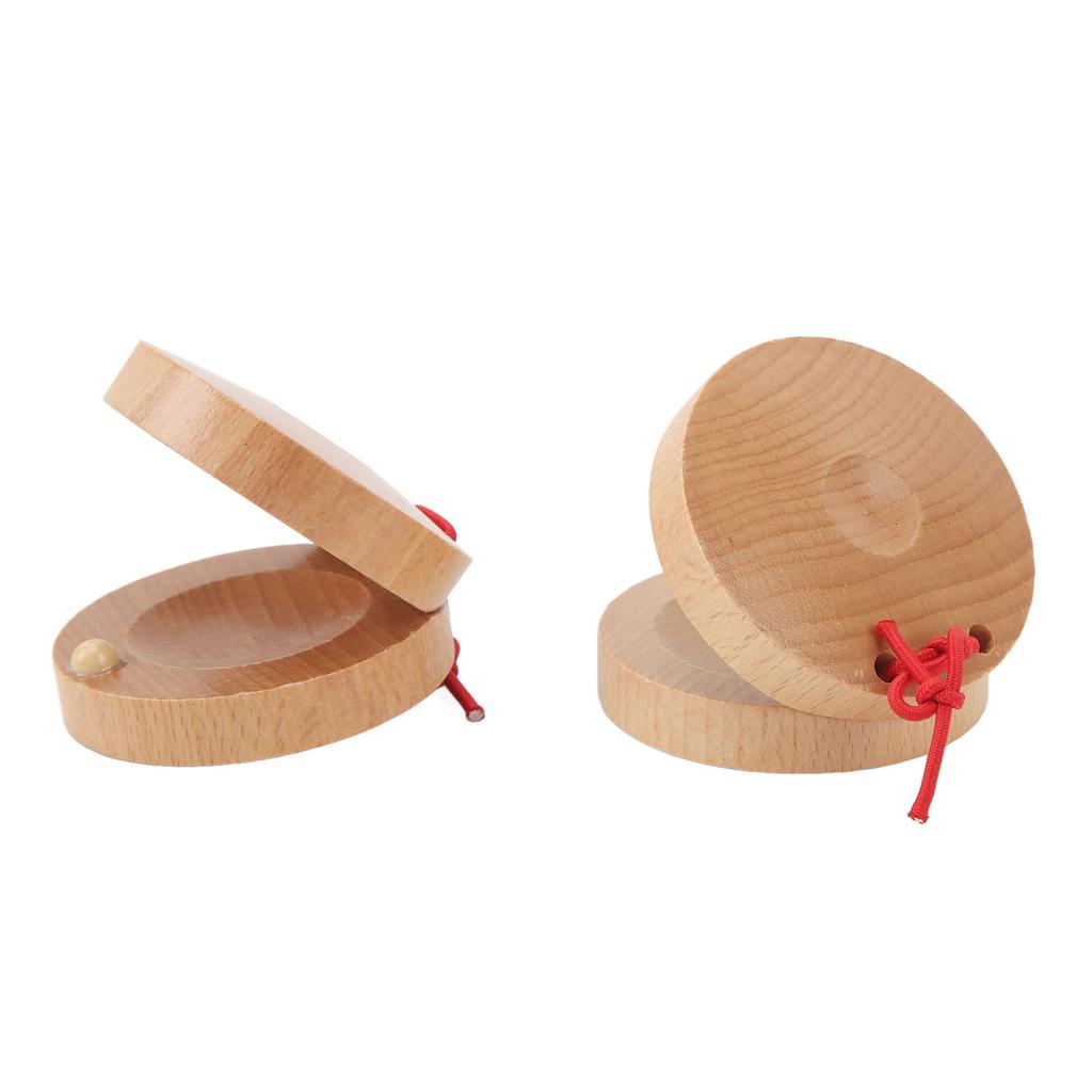 1 Pair of Wooden Castanets Kids Education Wood Finger Clappers Percussion Musical Instruments