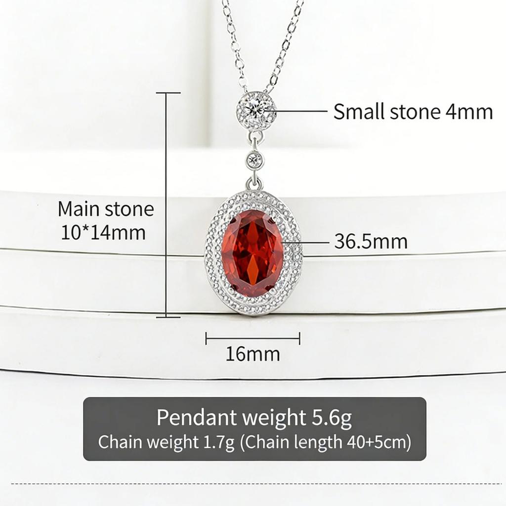 925 Sterling Silver Pomegranate Red Zircon Ruby Premium Simple Pendant Ladies Necklace Anniversary Wedding Shine JewelryGood product
