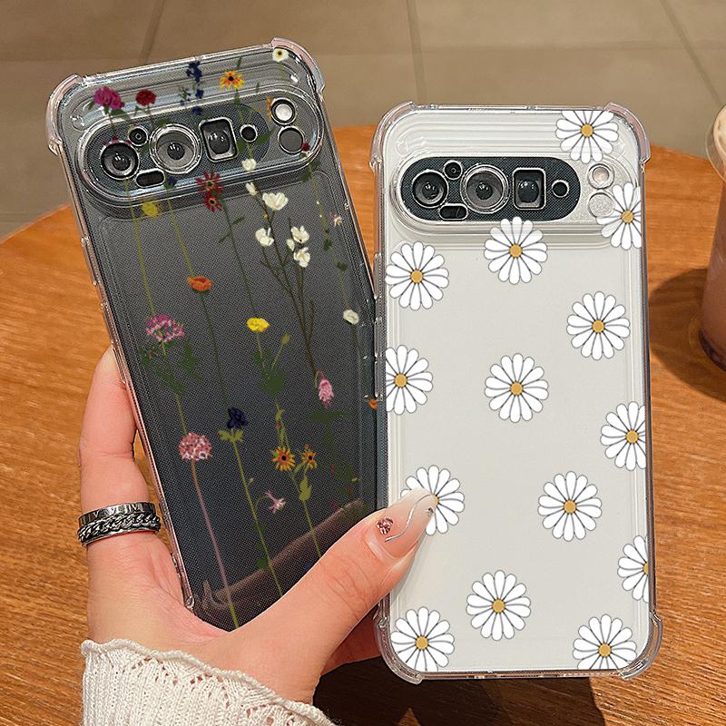 Colorful Flowers Printed TPU Phone Case For Google Pixel 9 Pro Pixel 9 Pro XL Clear Soft Silicone Back Cover For Google Pixel 9A