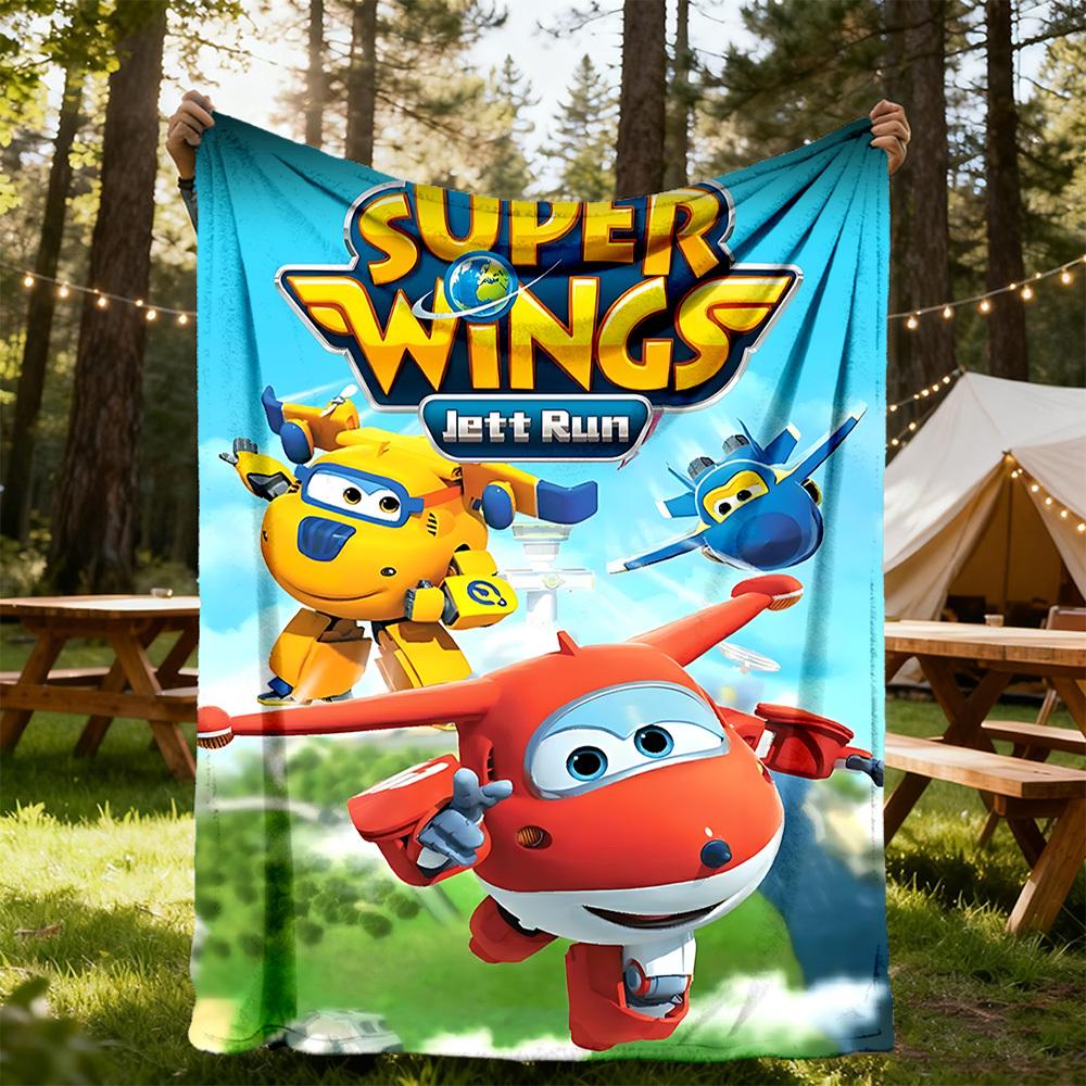 1pc Super Wings Outdoor Blanket Lightweight Flannel, Soft & Warm, All-Season Use for Sofa, Outdoor, Camping, Living Room025