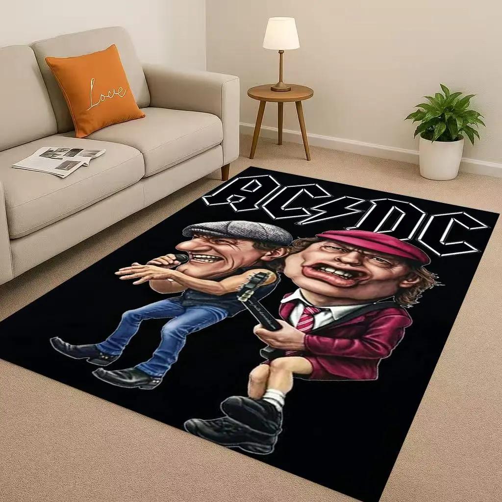 HD A ACDC Rock Band Brian Music Catoon Living Room Non Slip Area Rug Soft Carpet for Bedroom Playroom Sofa,Home Decor Doormat