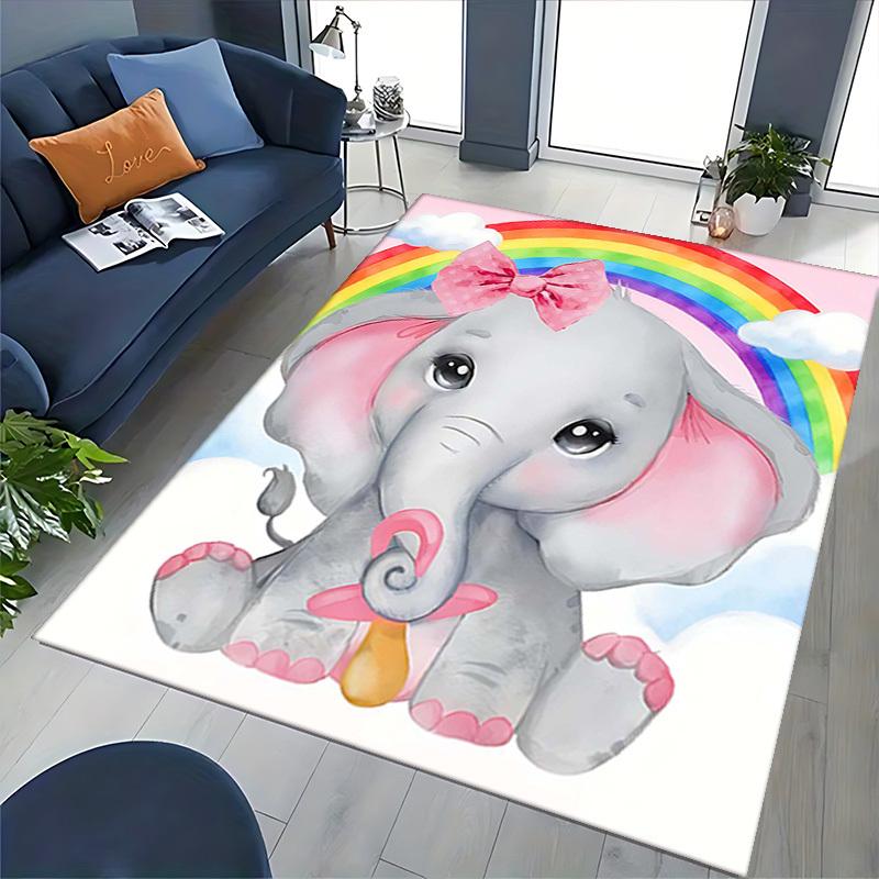 1 stuks Regenboog Olifant Stoelmat, Antislip Tapijt voor Kantoorstoelen, Feestelijk Cadeau, Geschikt voor Alle Seizoenen, Decoratief voor Huis en Kantoor, Woonkamer