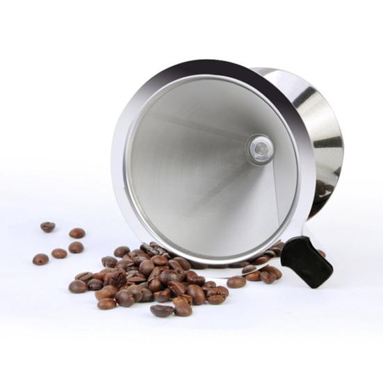 Stainless Steel Pour Over Coffee Filter Fine Mesh Double Layer Reusable Coffee Dripper Paperless Drip Cone Brewer