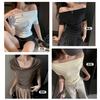 Summer Big Round Swing Neck Off-Shoulder Shoulder Short Sleeve T-Shirt Women's Premium Design Sense Pure Lust Spice Girl Skinny Top